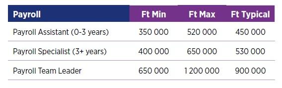 A bérszámfejtési csoportvezető maximális bére bruttó 1 millió forint felett is lehet