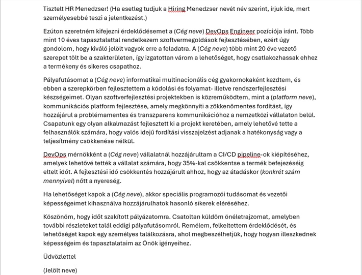 DevOps engineer, mérnök, motivációs levél