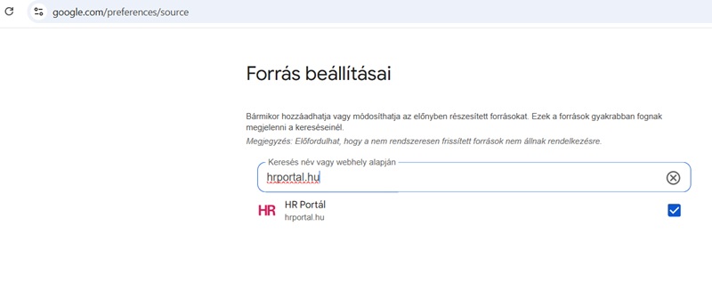 Google, HR Portal, forrás, preferred source
